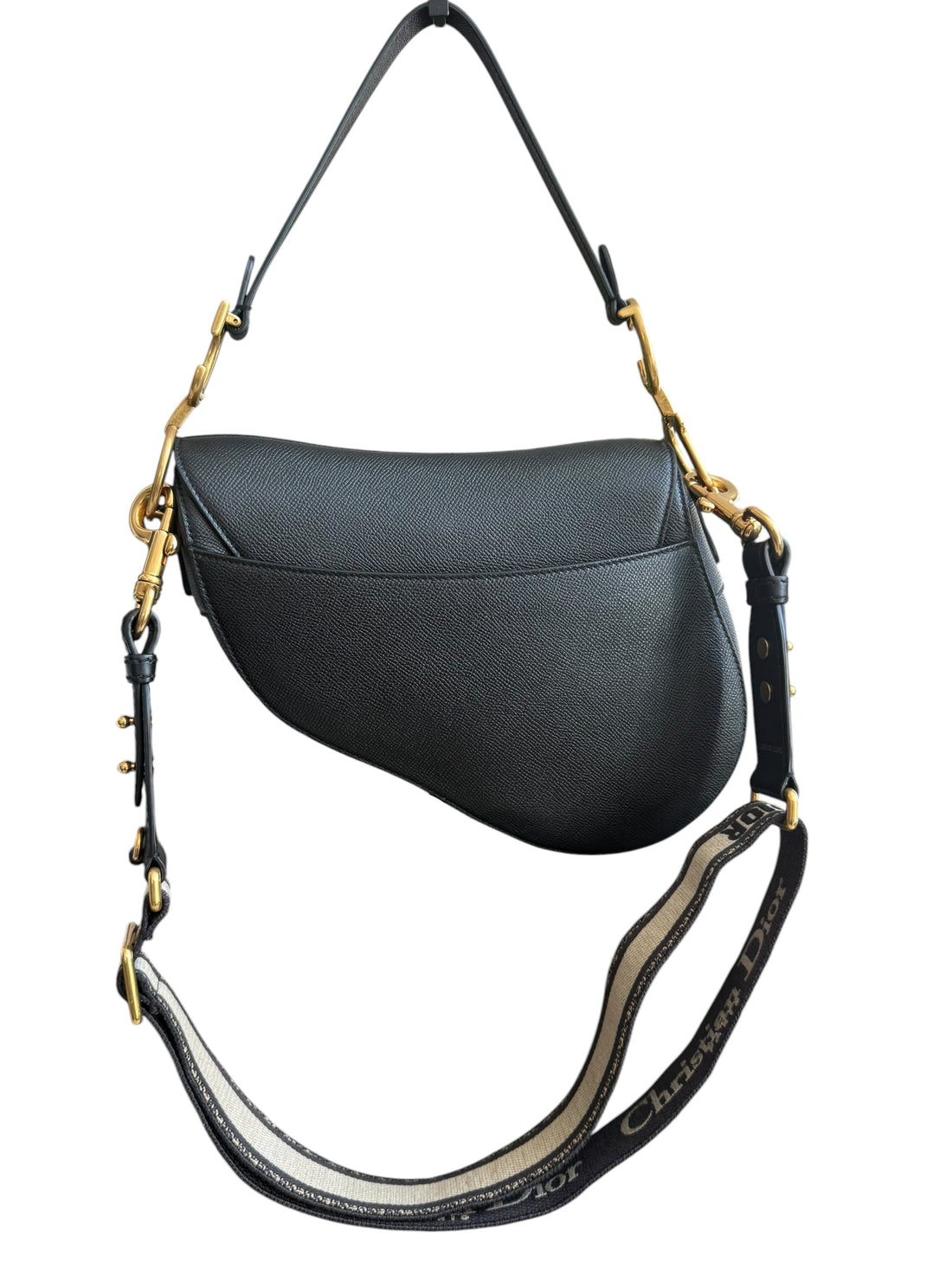 Christian DIOR Saddle Bag aus schwarzem Kalbsleder mit abnehmbarem und verstellbarem Schulterriemen
