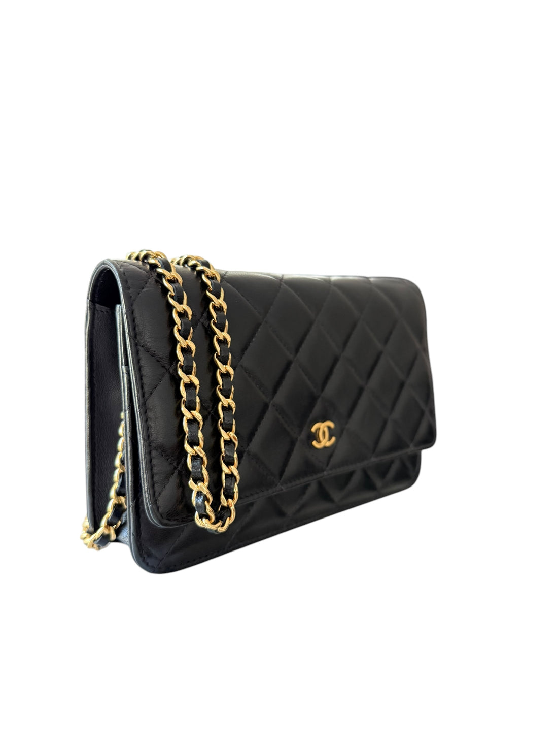 Chanel Wallet on Chain WOC aus schwarzem Lammleder