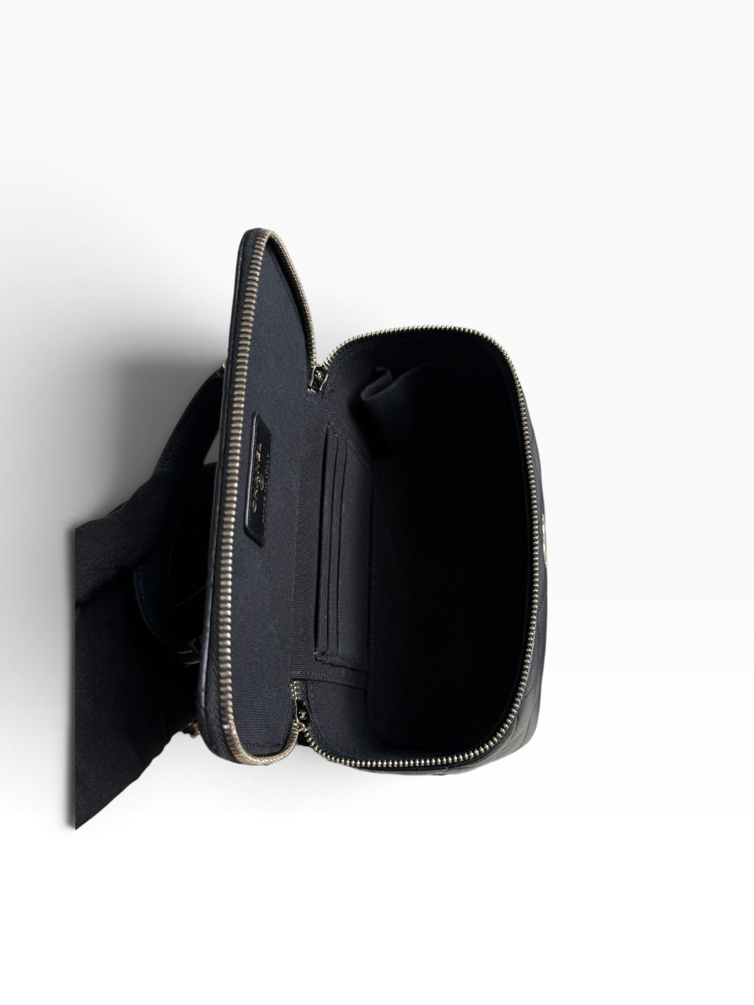 Chanel Vanity Top Handle aus schwarzem Lammleder