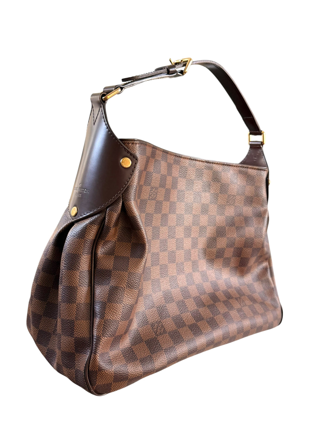 Louis Vuitton Reggia in Damier Ebene mit verstellbarem Schulterriemen.