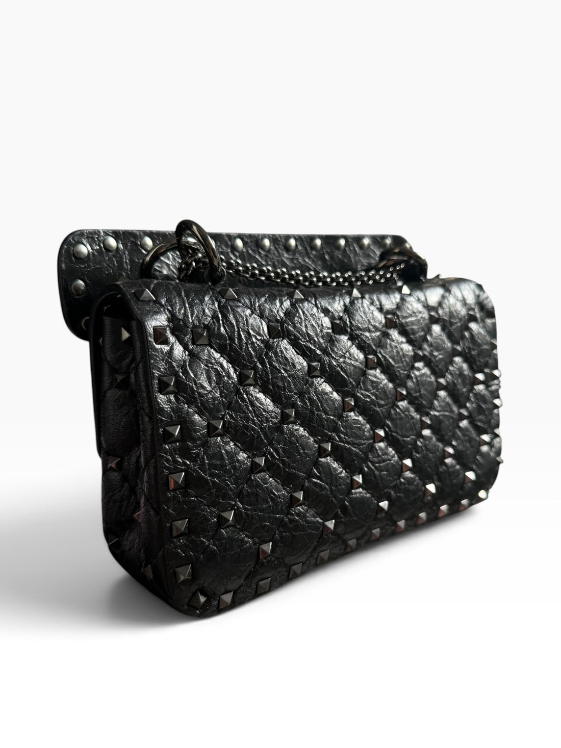 Sac petit modèle Valentino Garavani Rockstud Spike, tout noir (so black)