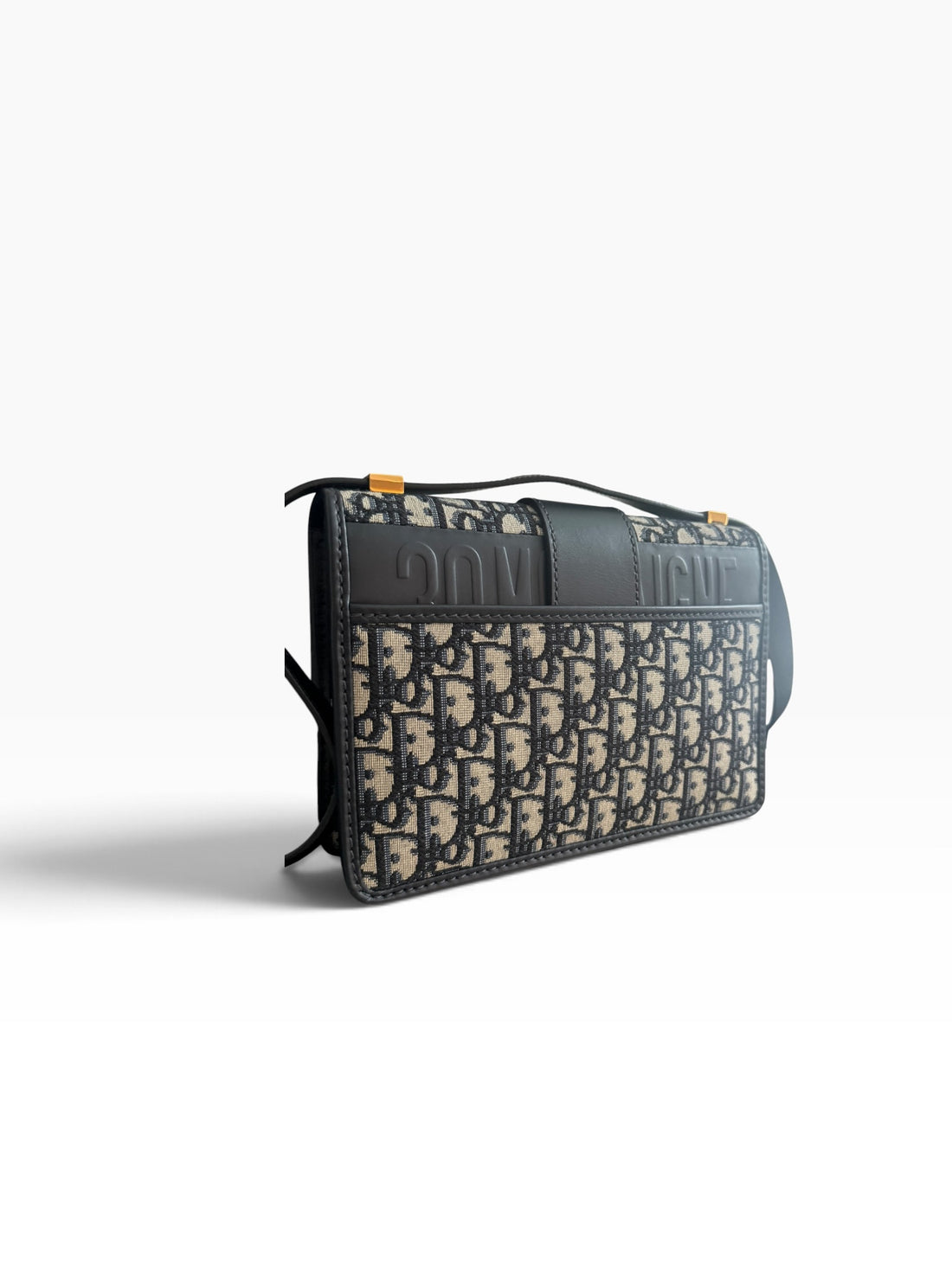 Sac 30 Montaigne Christian Dior en jacquard Oblique bleu.