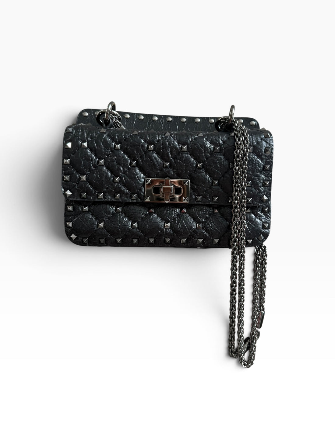 Sac petit modèle Valentino Garavani Rockstud Spike, tout noir (so black)