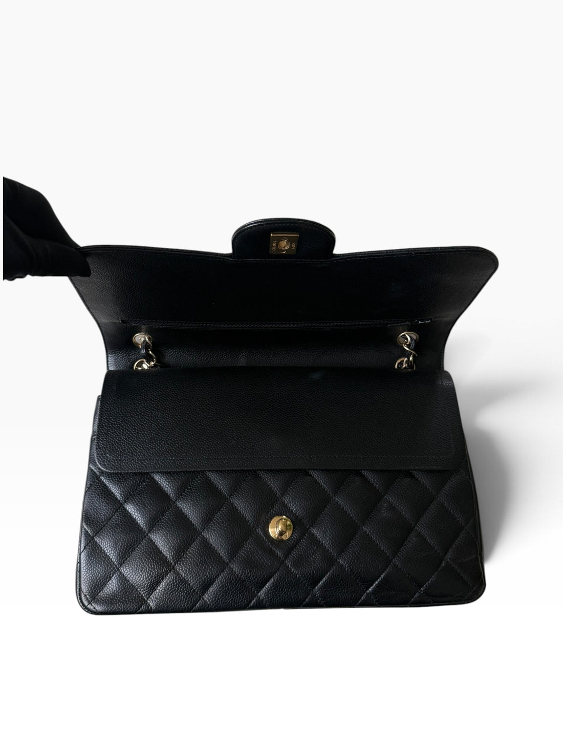 Chanel Classic Timeless Jumbo Double Flap Bag aus schwarzem Caviarleder
