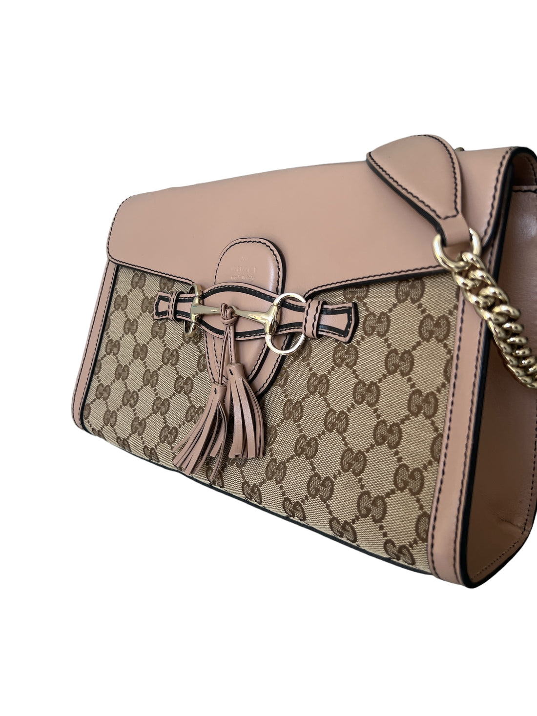 Gucci Emily Schultertasche aus nudefarbenem Leder