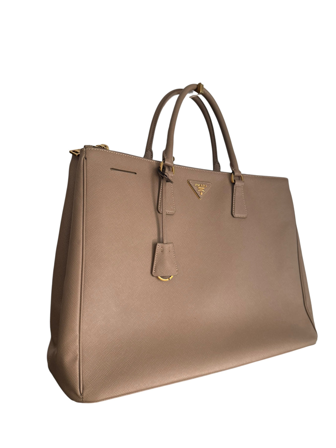 PRADA Saffiano Shopper Tote Bag in der Farbe Taupe / Beige
