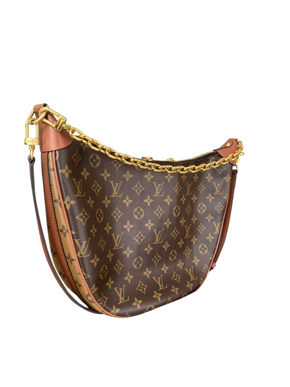 Louis Vuitton Loop Hobo Bag mit abnehmbarer Pochette aus beschichtetem Monogram Reverse Canvas