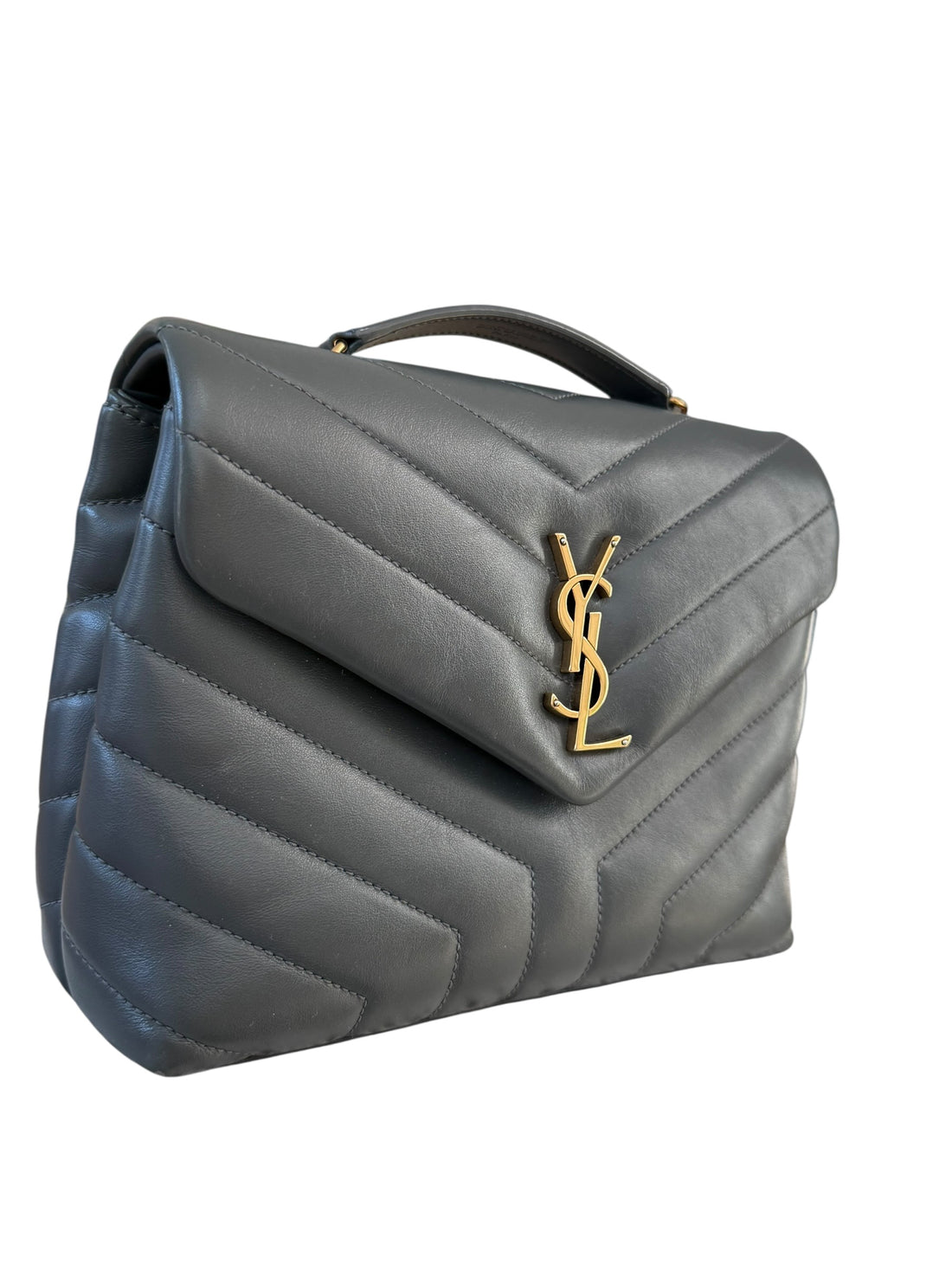 YSL Saint Laurent Loulou small grau mit goldfarbener Hardware