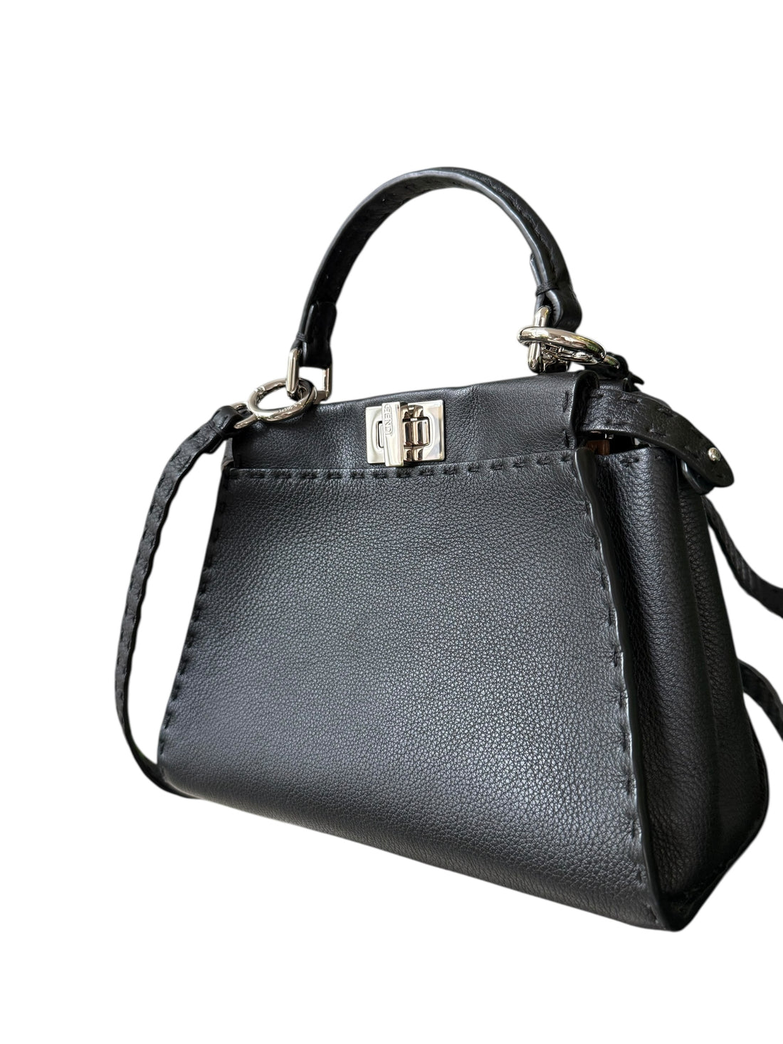 Peekaboo Mini Tasche Selleria in schwarz mit 1048 handgefertigten Nähten