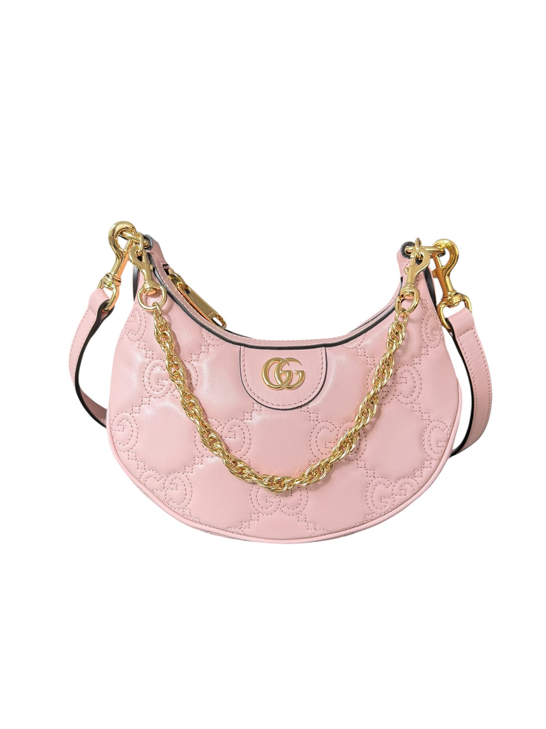 Gucci Mini Schultertasche aus GG Matelasse mit abnehmbarem und verstellbarem Schulterriemen.
