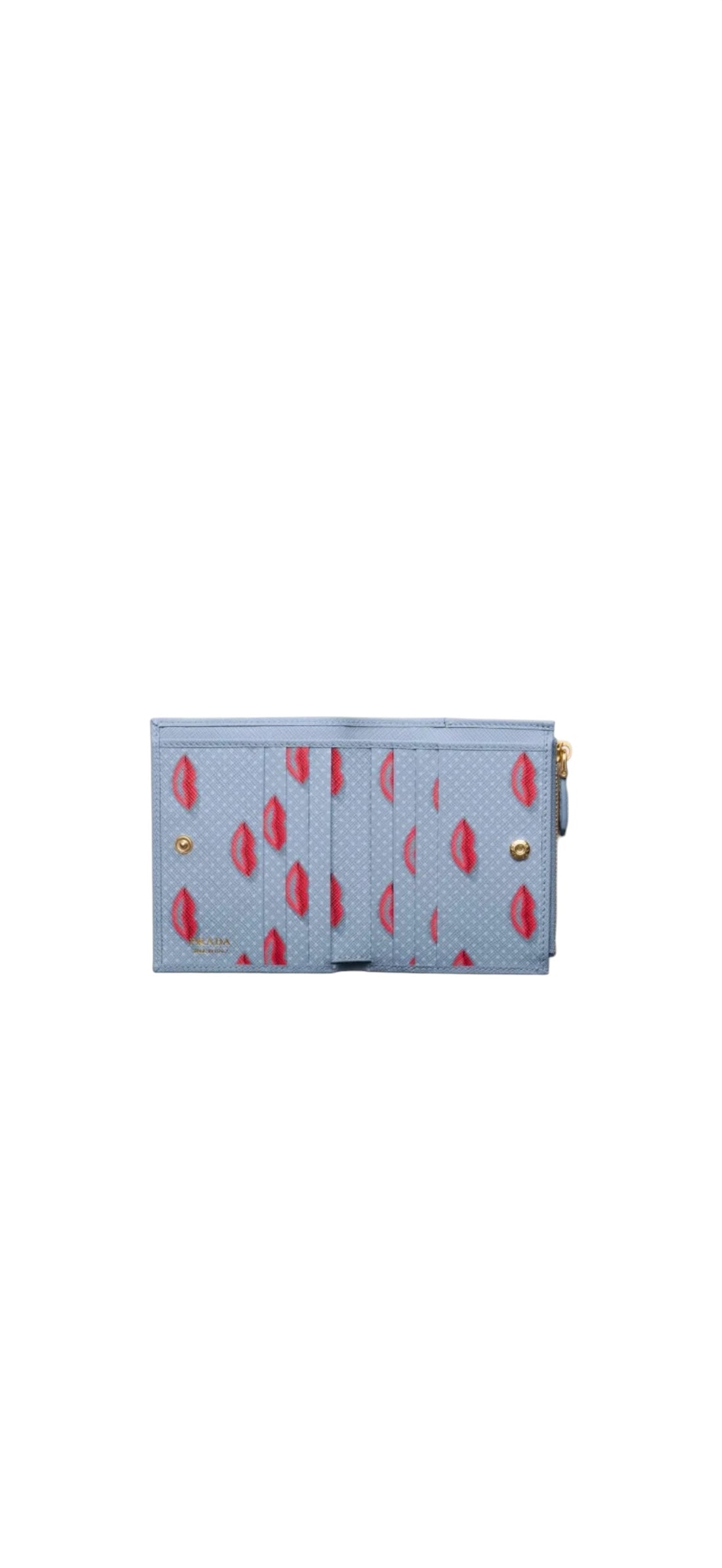 Diese Geldbörse von PRADA aus Saffiano-Leder mit dem Triangolo-Logo
