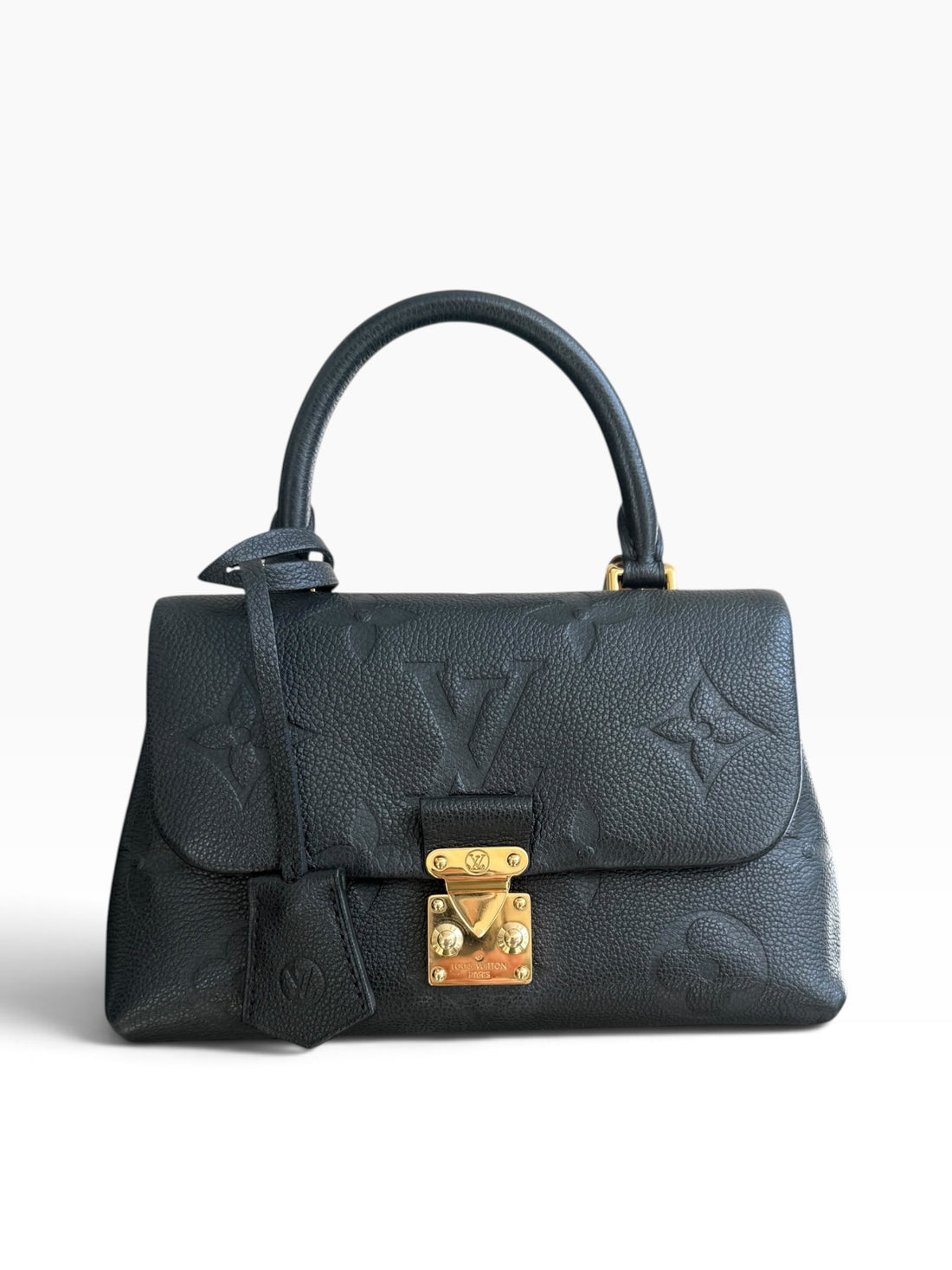 Louis Vuitton Madeleine BB aus schwarzem genarbtem Monogram Empreinte Rindsleder.