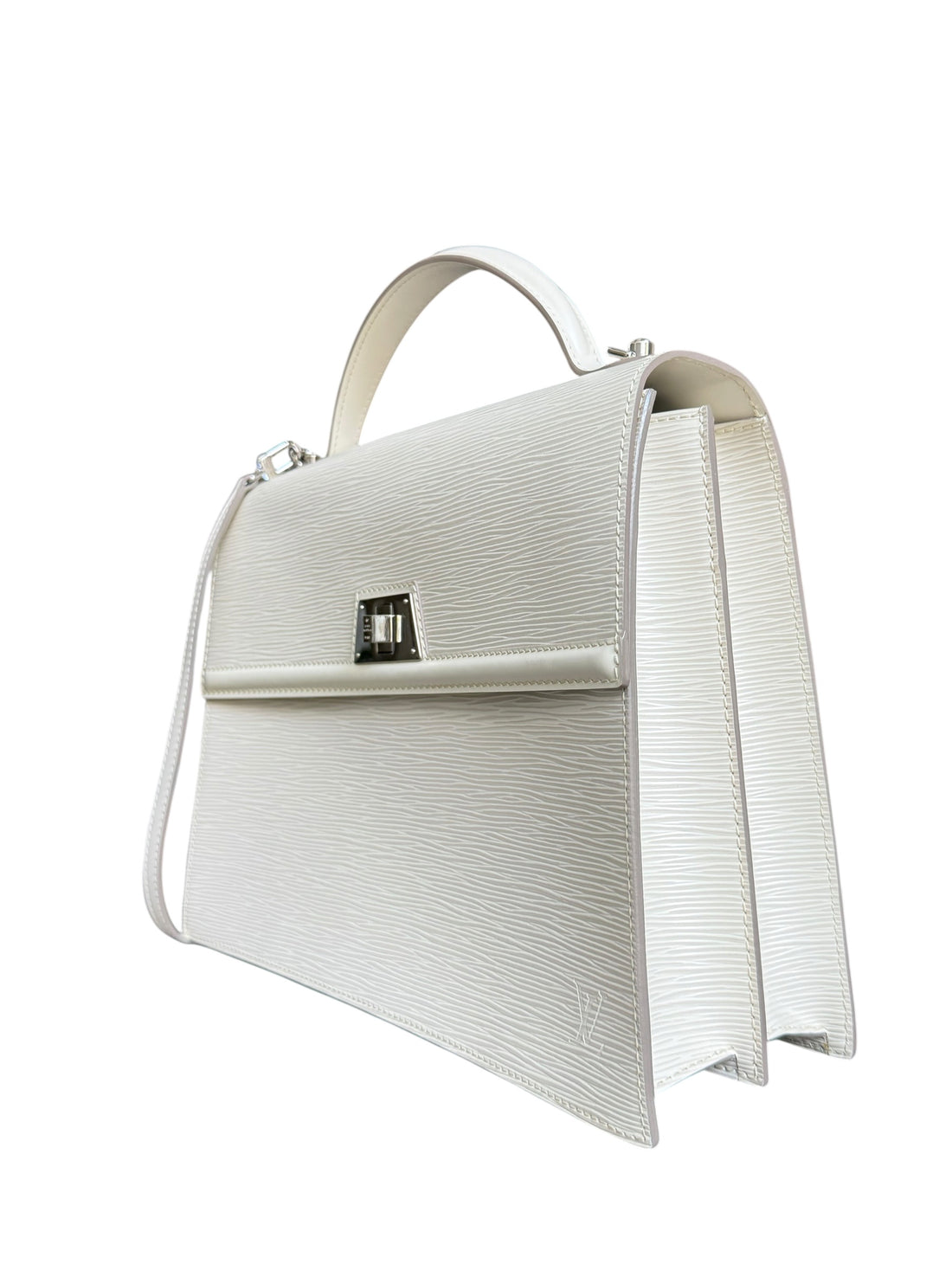 Louis Vuitton Sevigne aus EPI Leder in der Farbe Kreideweiss.