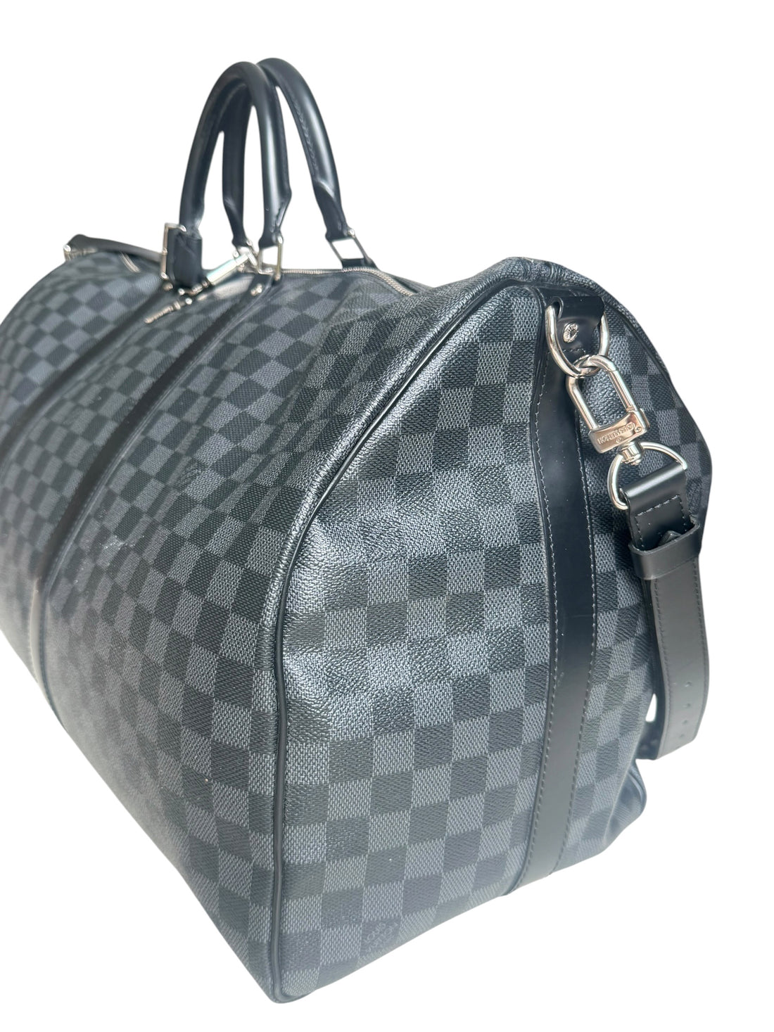 Louis Vuitton Keepall 55 in Damier Graphite Canvas.