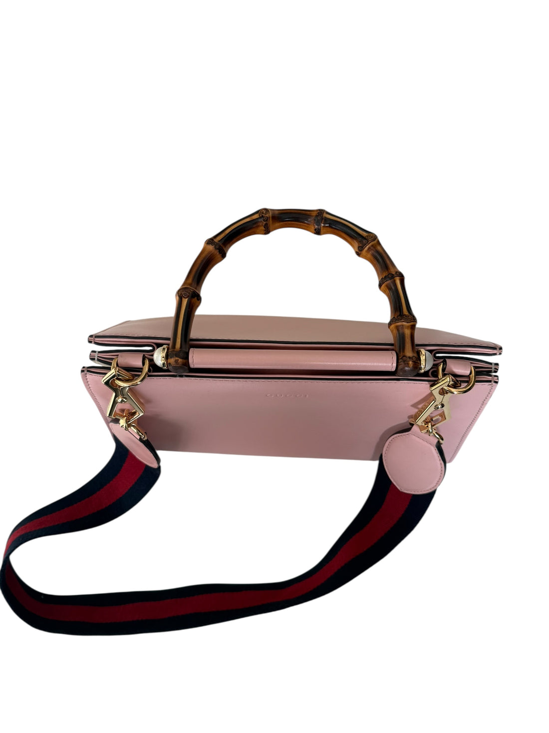 Gucci Bambus-Nymphaea-Tasche in rosa mit Bambus Griff und abnehmbarem Schulterriemen.