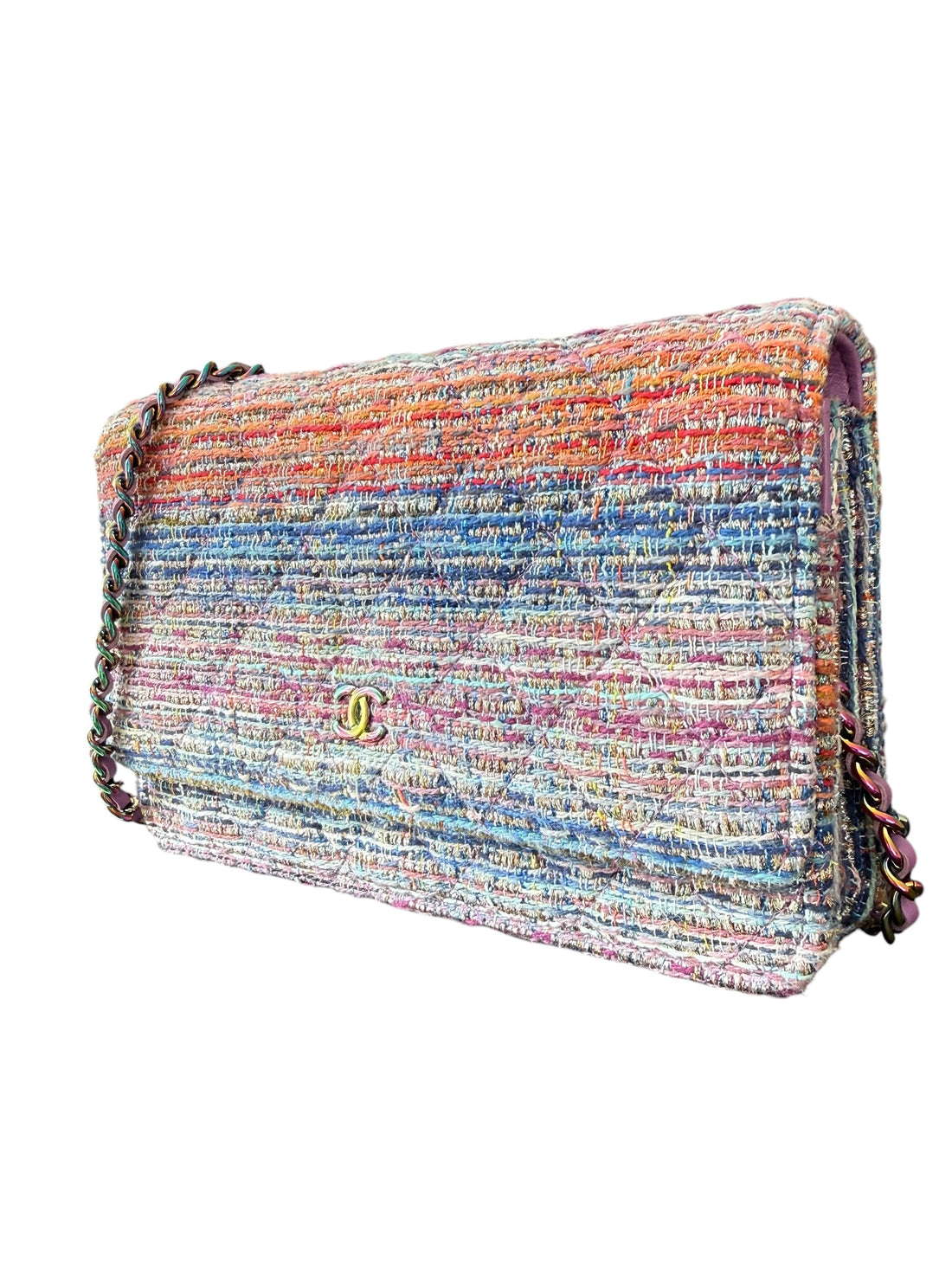 CHANEL WOC Wallet on Chain aus farbigem Tweed und farbiger Hardware