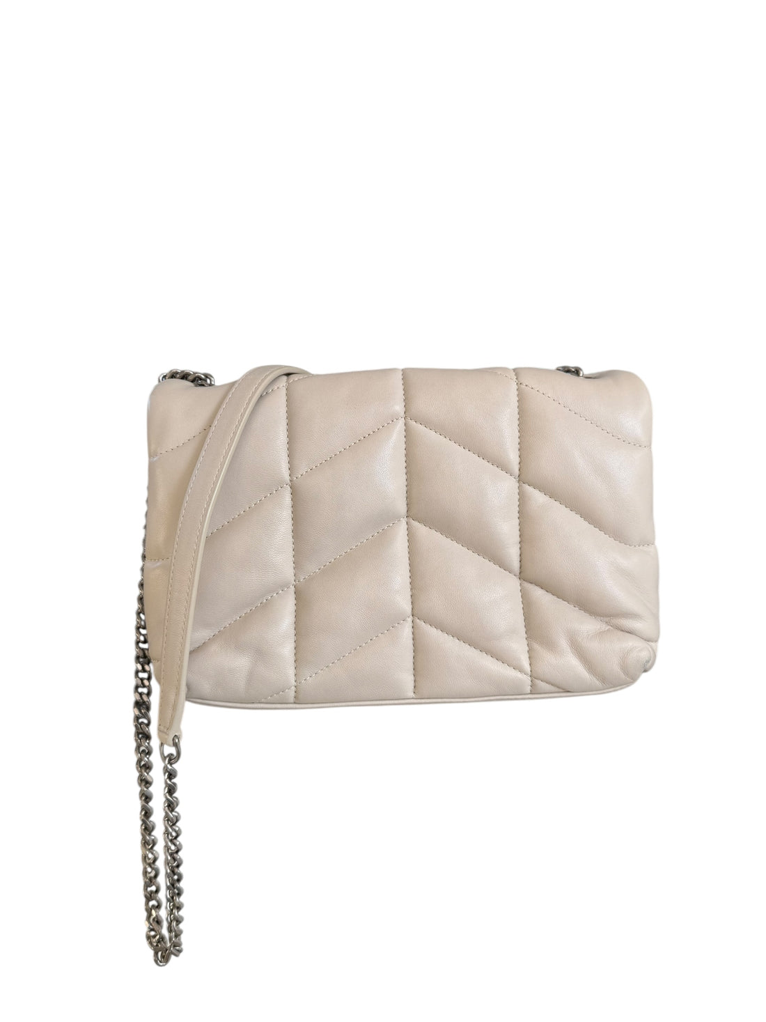 YSL Saint Laurent Puffer Loulou mini Toy in Kalbsleder in der Farbe off-white