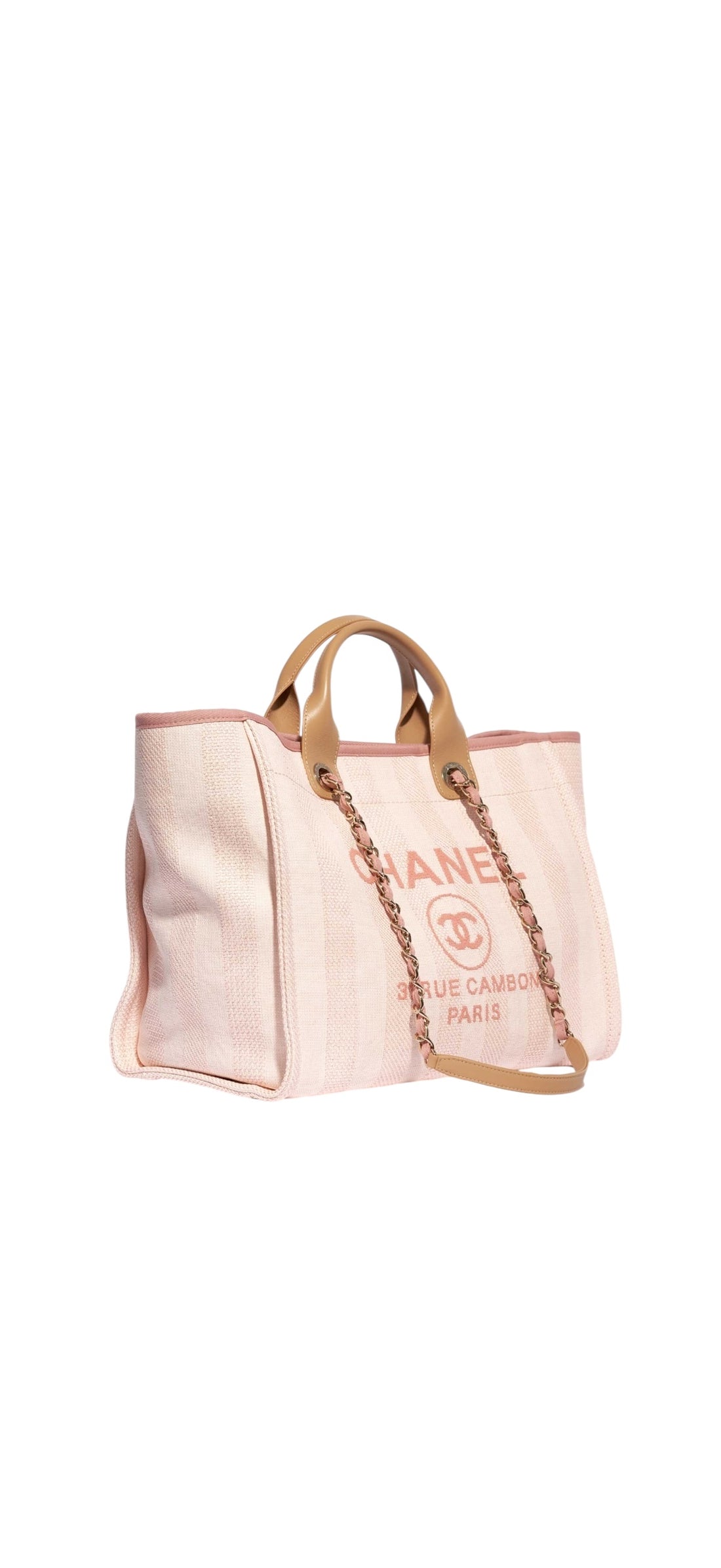 Chanel Deauville Shopping Tote Bag aus Canvas rosa / beige