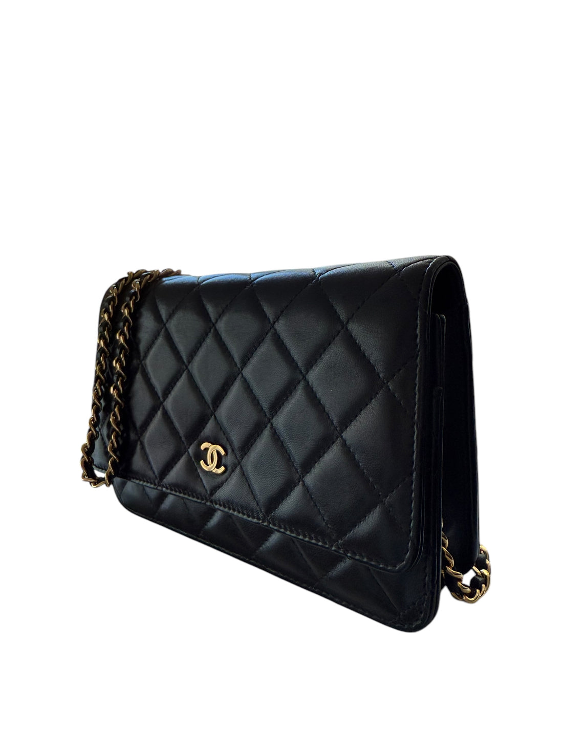 Chanel Wallet on Chain WOC aus schwarzem Lammleder