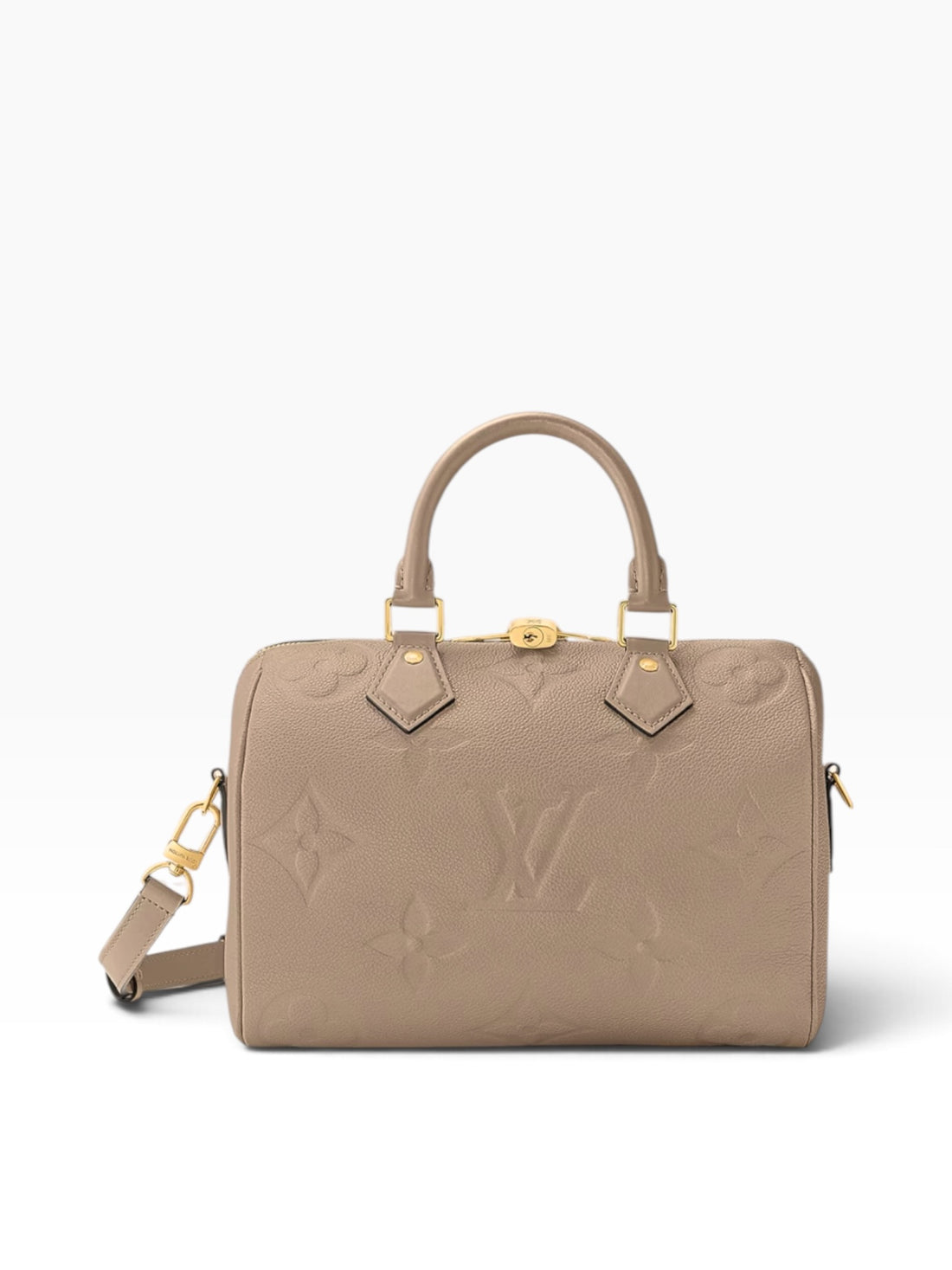 Louis Vuitton Speedy 25 in genarbtem Monogram Empreinte Leder mit einem übergrossen Monogram-Motiv.