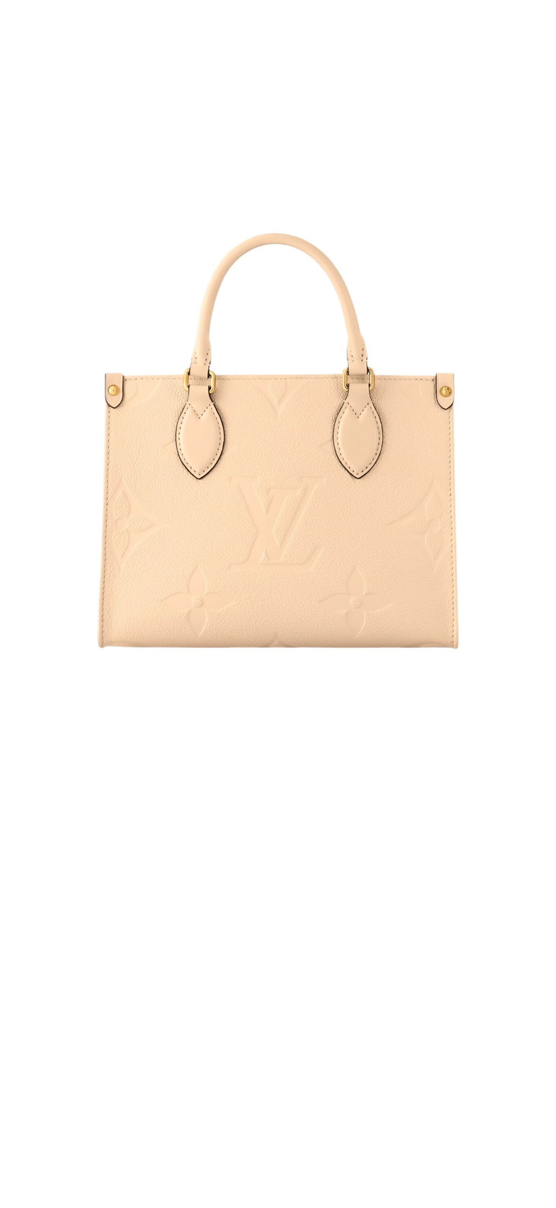 Louis Vuitton On-The-Go PM in Monogram Empreinte Leder in der Farbe creme mit abnehmbaren und verstellbaren Schulterriemen.