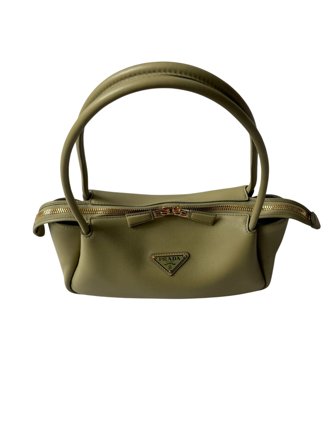 Prada Darling mittelgrosse Schulter Tasche in der Farbe Pistazie aus weichem Kalbsleder.