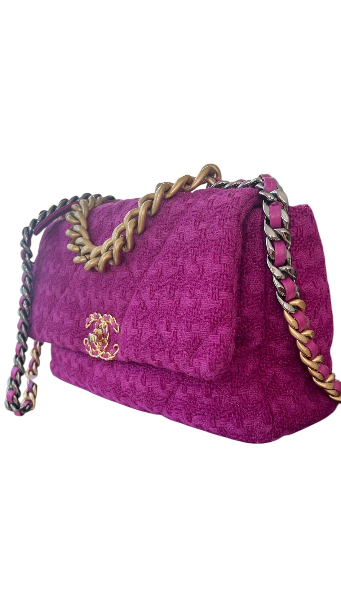 Chanel 19 Flap Bag in Tweed Medium purple