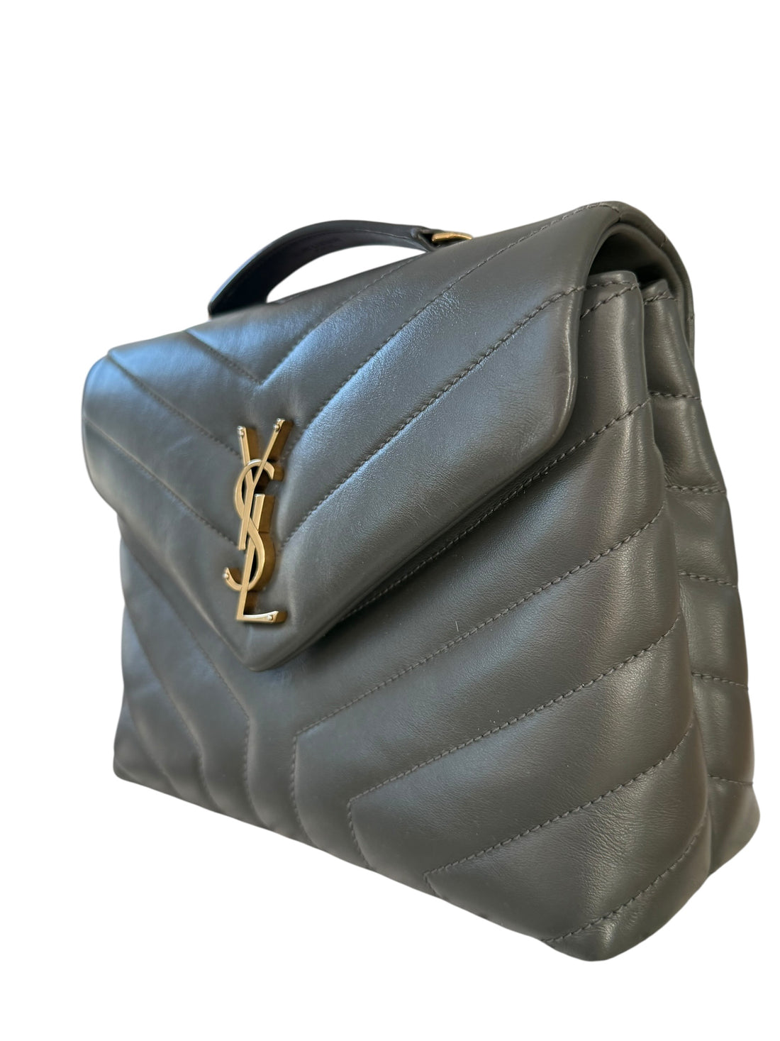 YSL Saint Laurent Loulou small grau mit goldfarbener Hardware