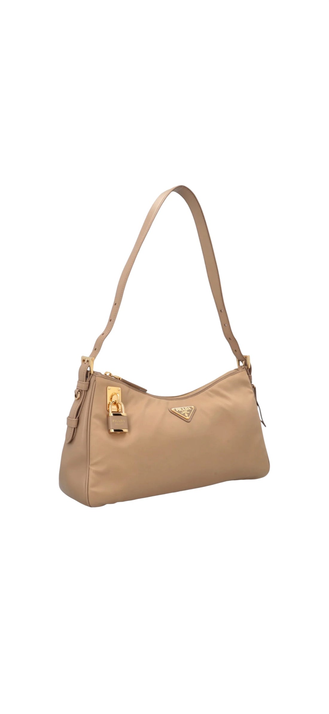 Prada Aimee Large Schultertasche in beige Nylon