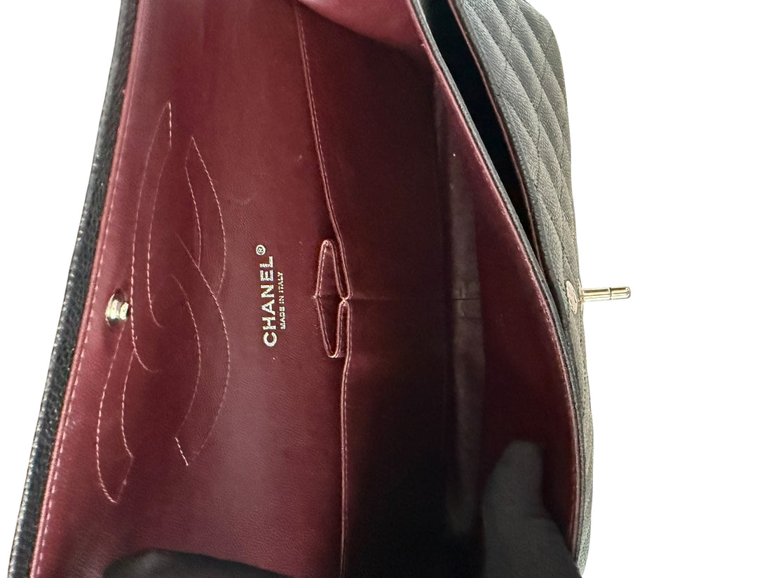 Chanel Classic Timeless Jumbo Double Flap Bag aus schwarzem Caviarleder