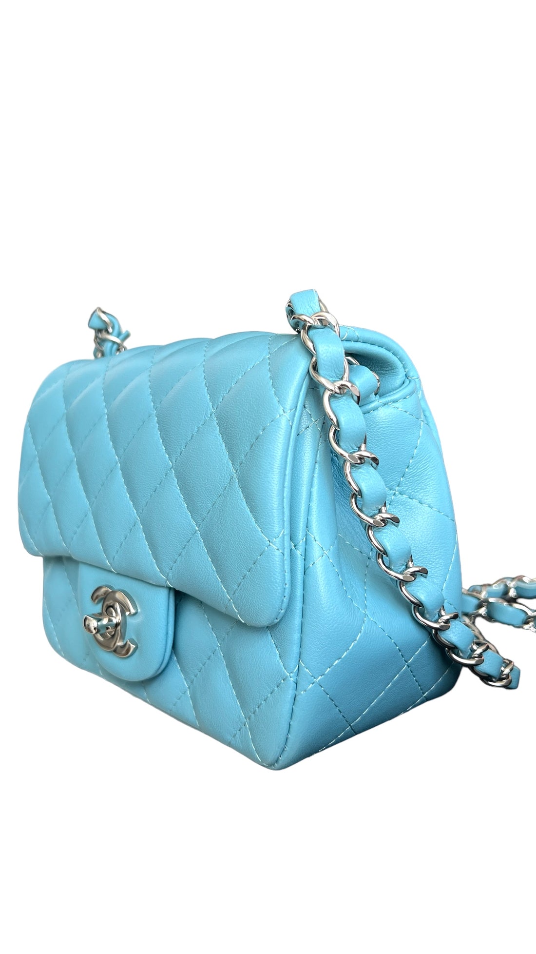 Chanel Classic Flap Bag Square Mini tiffanyblue
