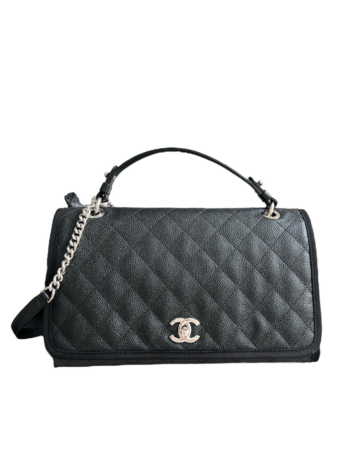 Chanel Coco Handle Flap Bag aus schwarzem Kaviarleder