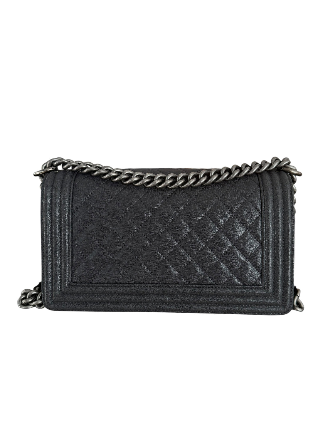 Chanel Boy Old Medium Caviarleder in der Farbe Anthrazit. Ruthenium Hardware.