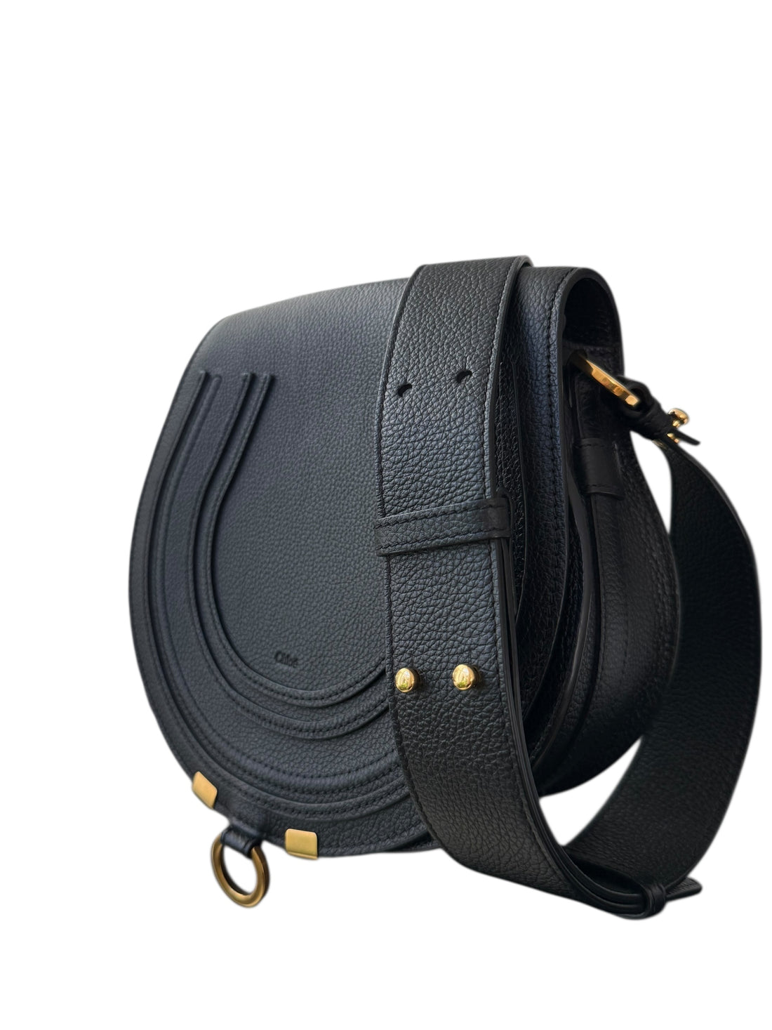 Chloé MARCIE Umhängetasche aus schwarzem genarbtem Kalbsleder