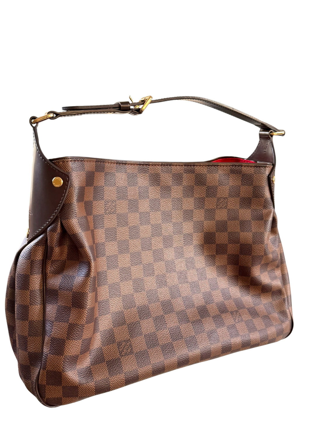 Louis Vuitton Reggia in Damier Ebene mit verstellbarem Schulterriemen.