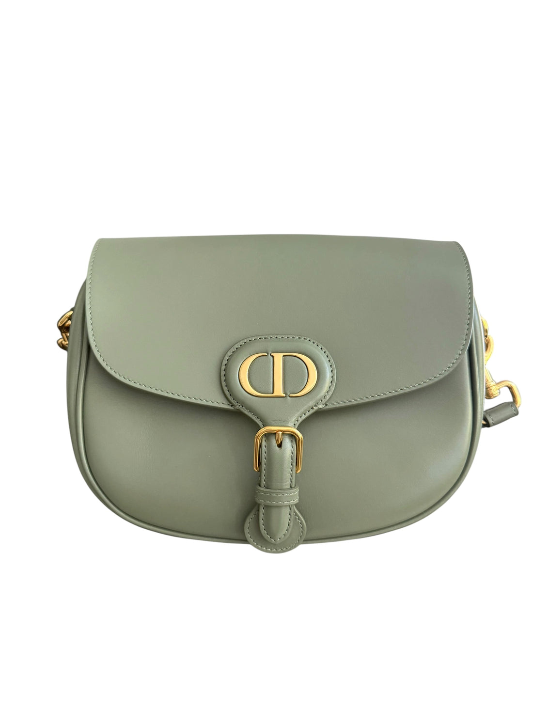 Sac porté épaule Bobby de Christian Dior en cuir de veau vert sauge avec détails en métal doré CD.