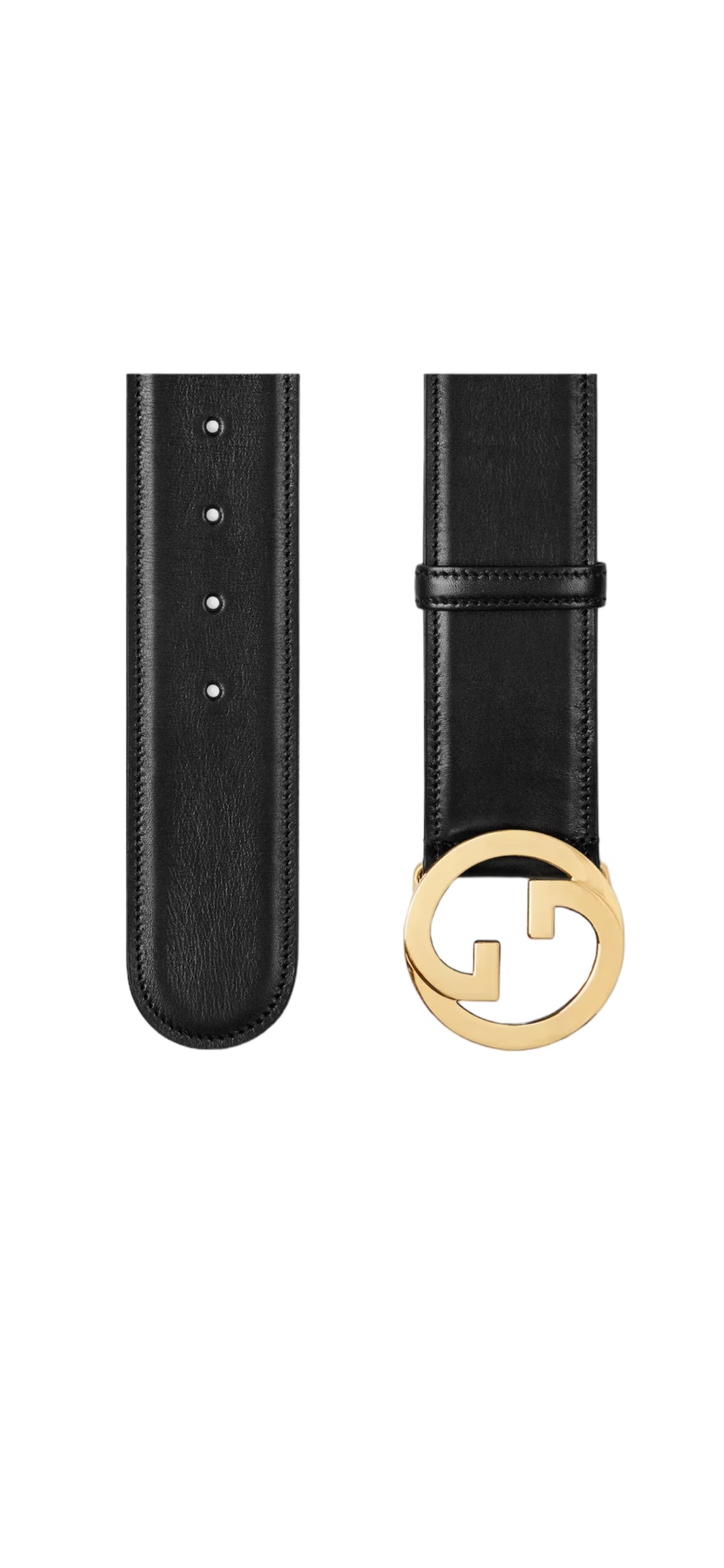 Gucci Blondie Gürtel breit aus schwarzem Leder