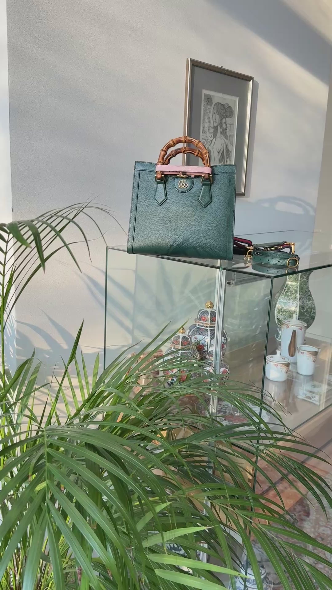 Gucci Diana Shopper in der Farbe grün mit Bambusgriffen