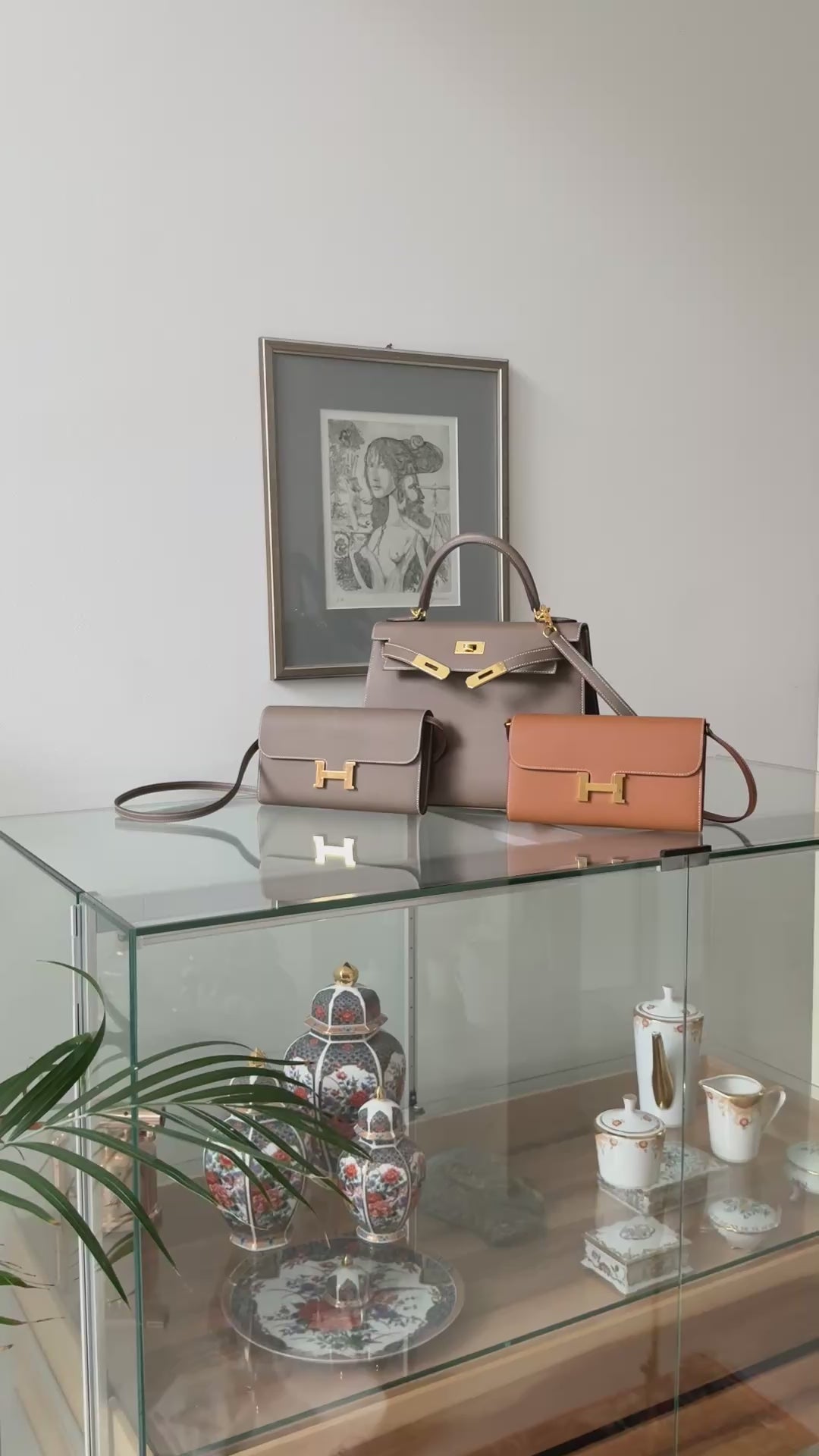 Hermès Kelly 28 Sellier Epsom Leder Etoupe gold